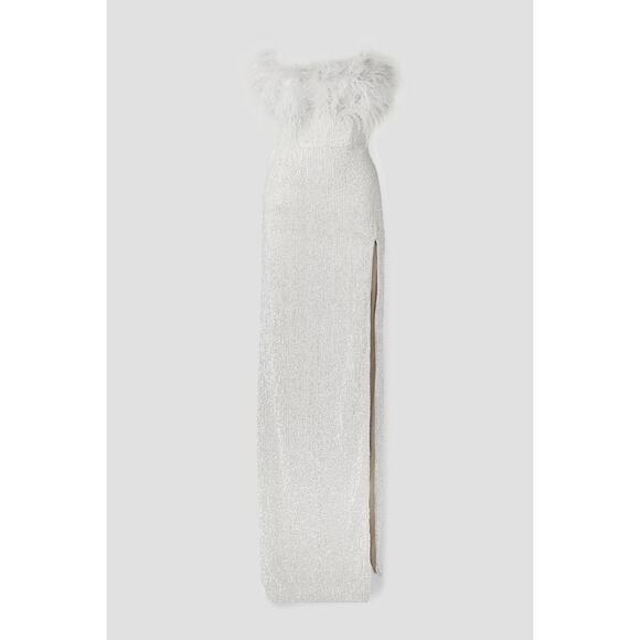 Retrofête Dolly Strapless Feather-Trim Sequin Satin Gown - Picture 7 of 13